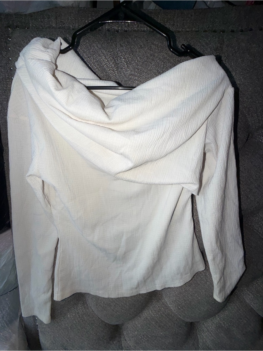 Cozy Off-Shoulder Cream Long Sleeve Top